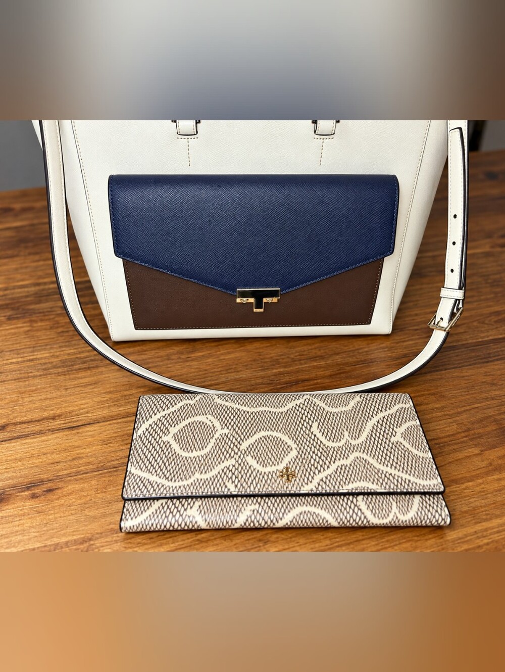 Tory Burch T-Lock Colorblock E/W Tote
